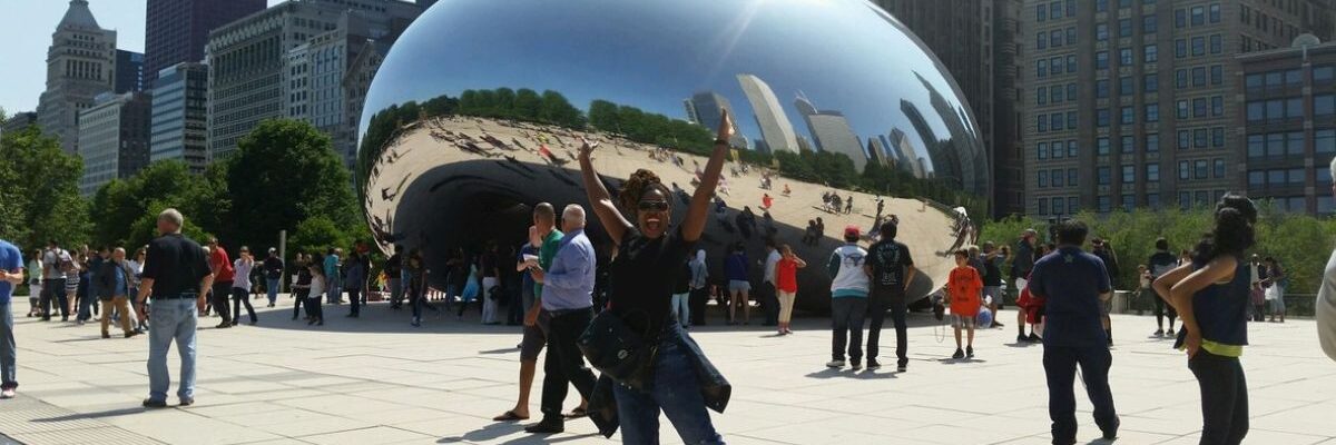 Andrea at Cloud Gate- The Bean in Chicago