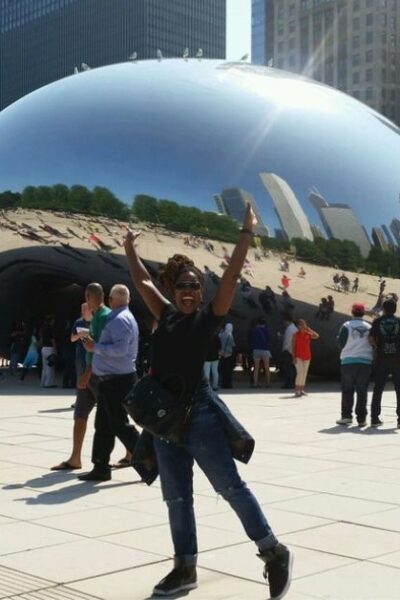 Andrea at Cloud Gate- The Bean in Chicago