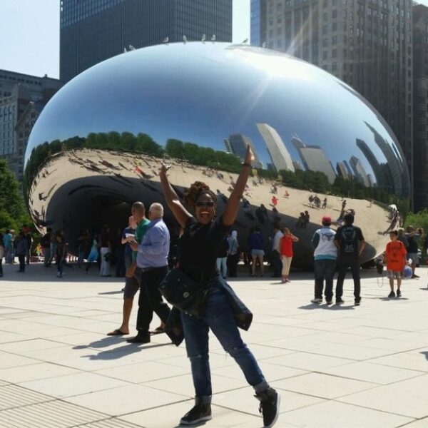 Andrea at Cloud Gate- The Bean in Chicago